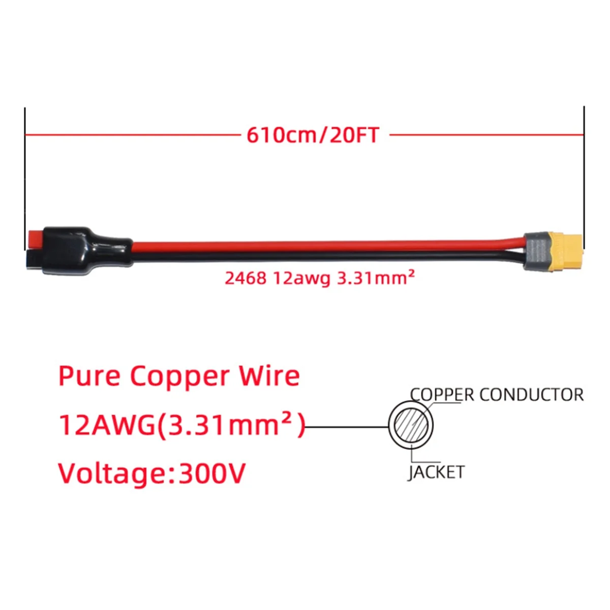CLCU 30a Anderson to XT60 Adapter Cable Aircraft Carrier Extension Cable Mobile Energy Storage Battery Charging Cable
CLCU 30a Anderson to XT60 Adapter Cable Aircraft Carrier Extension Cable Mobile Energy Storage Battery Charging Cable