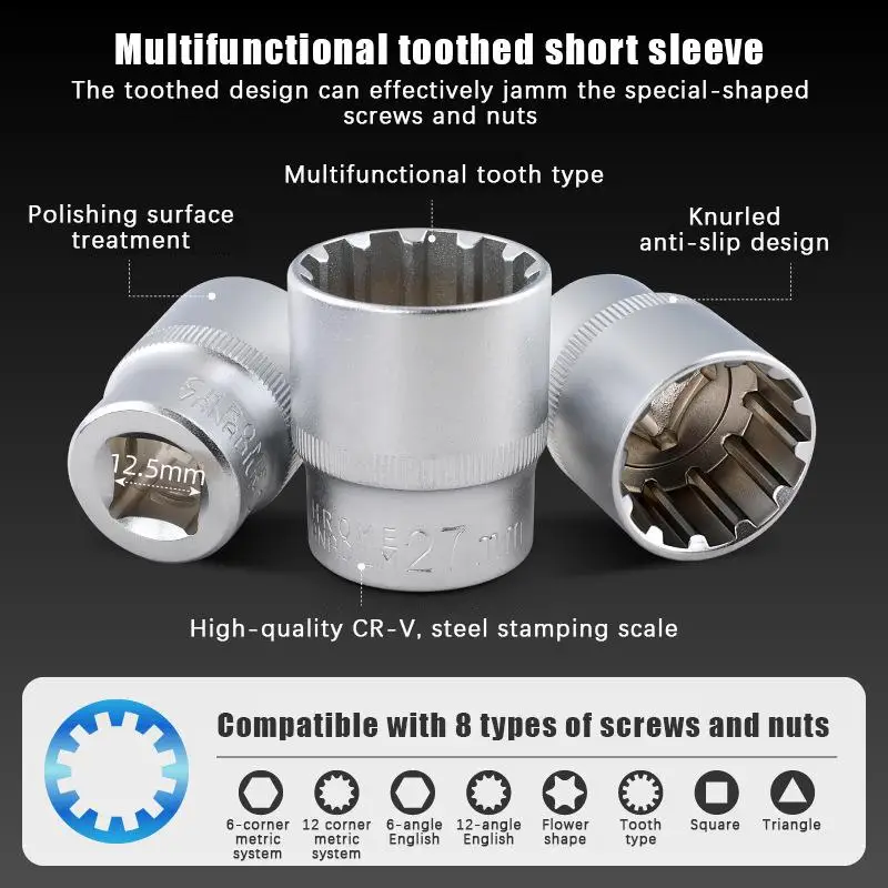 19pcs/set Bit Kits 8-32mm Multi-tooth Nuts Torx Vehicle Repair Tool Kits Multifunctional Auto Repair Tools Hand Tools
19pcs/set Bit Kits 8-32mm Multi-tooth Nuts Torx Vehicle Repair Tool Kits Multifunctional Auto Repair Tools Hand Tools