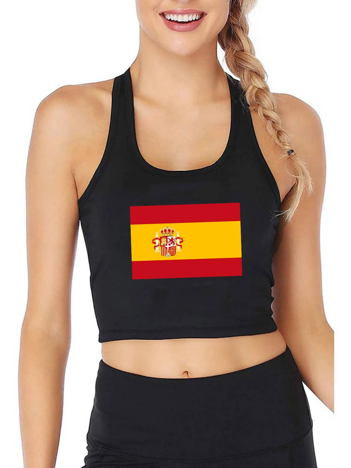 Flag Of Spain Graphics Sexy Slim Fit Crop Top Women's Retro Patriotic Memorial Style Tank Tops Sports Fitness Camisole
Flag Of Spain Graphics Sexy Slim Fit Crop Top Women's Retro Patriotic Memorial Style Tank Tops Sports Fitness Camisole