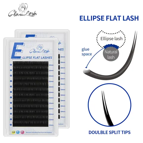 GLAMLASH Ellipse Flat Lashes Extensions Flat Wimpern Semipermanente individuelle weiche Spitzen Leichtes Nerz