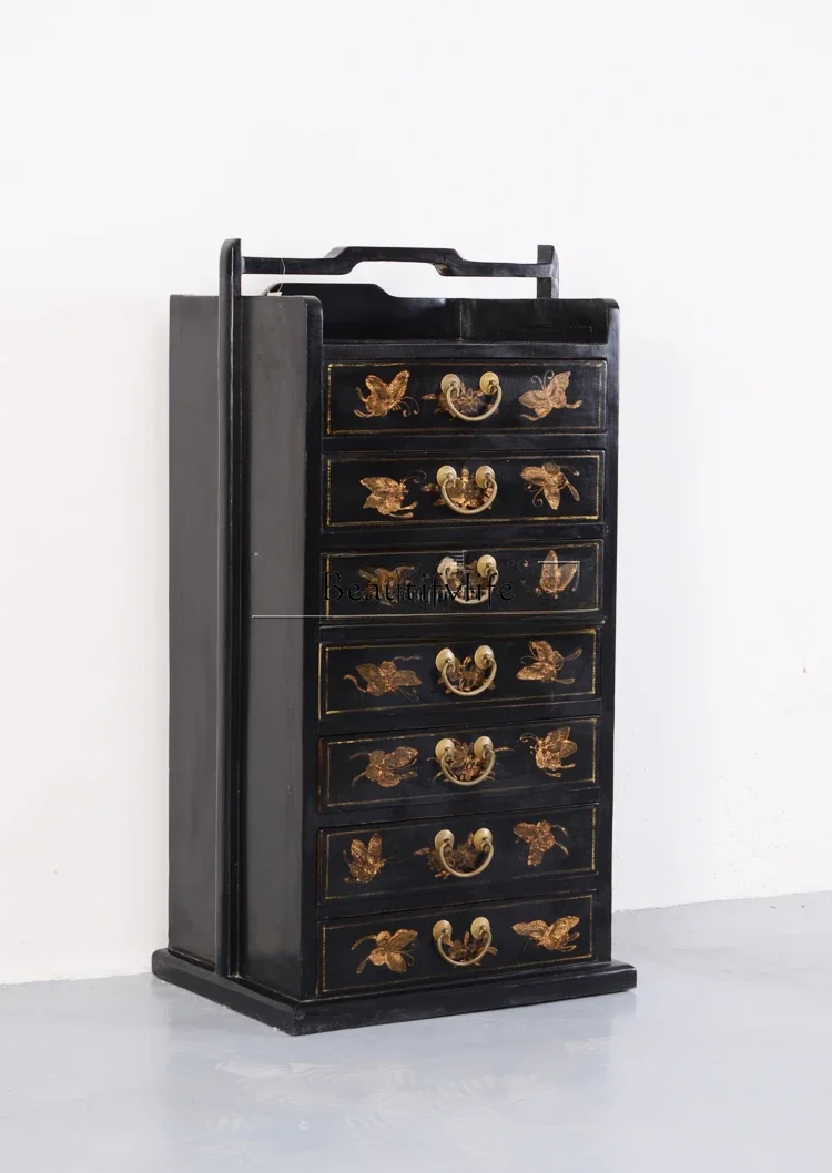 New Chinese antique black lacquer gold butterfly handle cabinet decorative storage retro old furniture
New Chinese antique black lacquer gold butterfly handle cabinet decorative storage retro old furniture