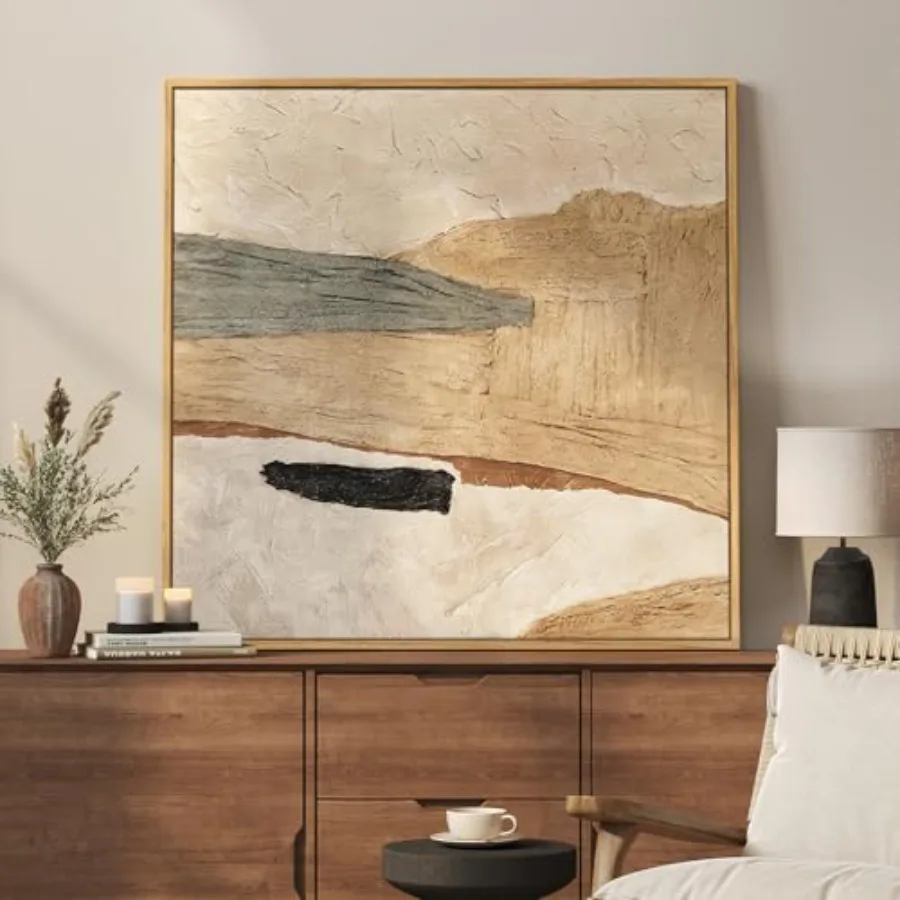 Framed Neutral Abstract Wall Art for Living Room, Canvas Print in Earth Tone, Minimalist Modern Decor, 30x30 In
Framed Neutral Abstract Wall Art for Living Room, Canvas Print in Earth Tone, Minimalist Modern Decor, 30x30 In