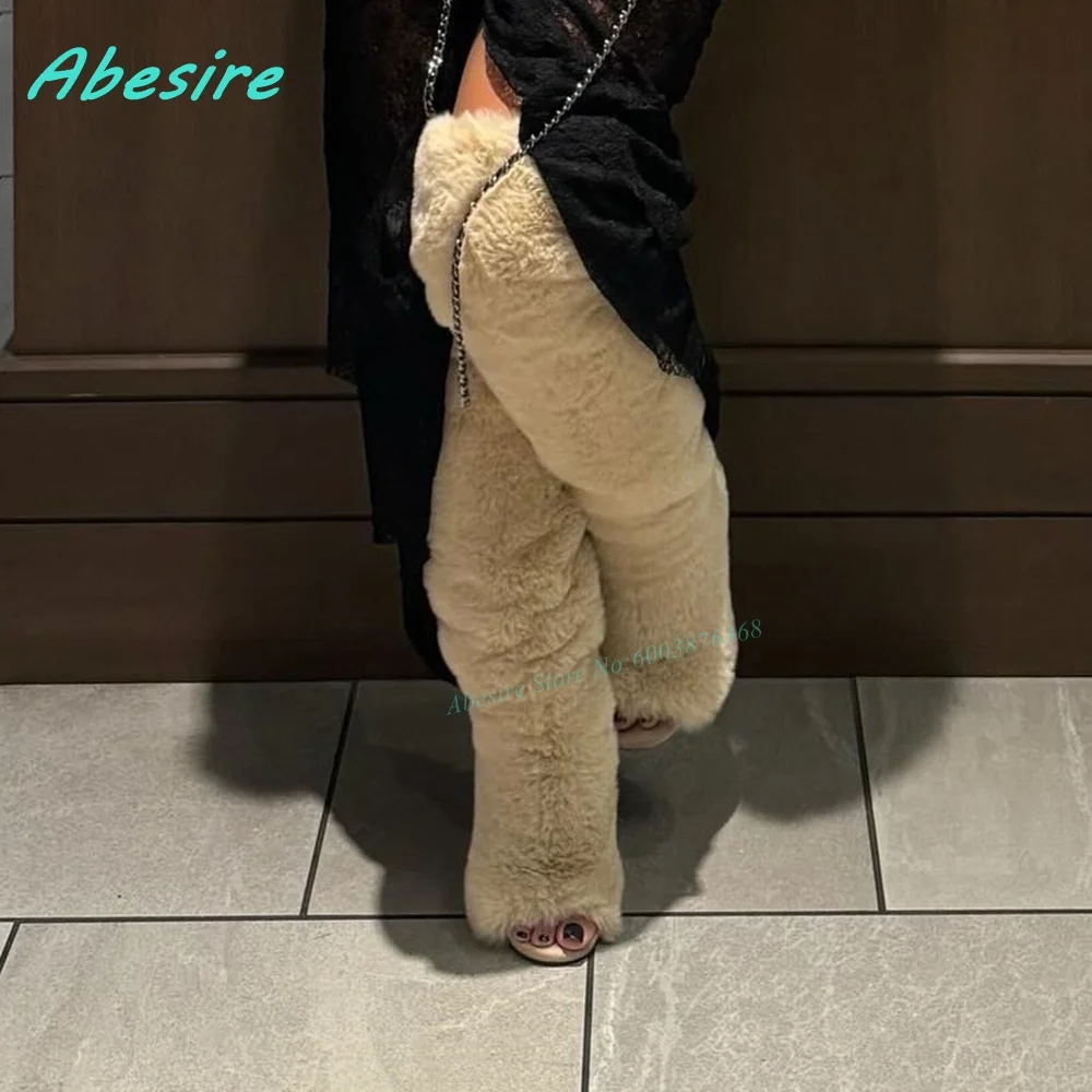 Меховые лоскутные однотонные сапоги выше колена с открытым носком на тонком каблуке, женские сапоги без шнуровки в минималистском стиле, зимняя теплая модная обувь
Меховые лоскутные однотонные сапоги выше колена с открытым носком на тонком каблуке, женские сапоги без шнуровки в минималистском стиле, зимняя теплая модная обувь