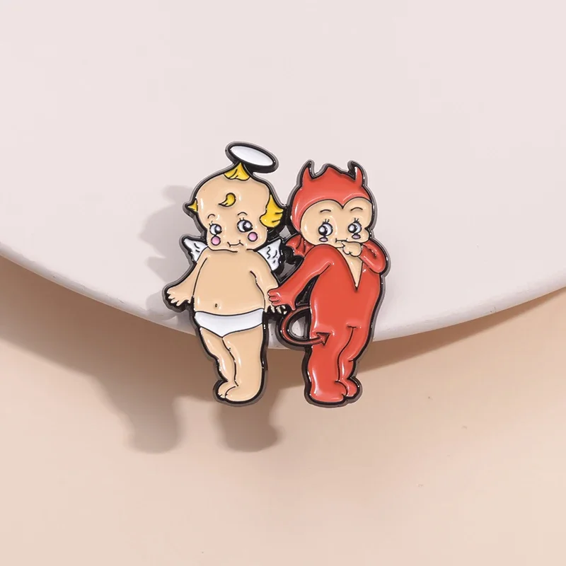 Pure Angel Baby Enamel Pins Devil Angel Wings Metal Brooches Decorative Backpack Lapel Badge For Kid Jewelry Gift
Pure Angel Baby Enamel Pins Devil Angel Wings Metal Brooches Decorative Backpack Lapel Badge For Kid Jewelry Gift 