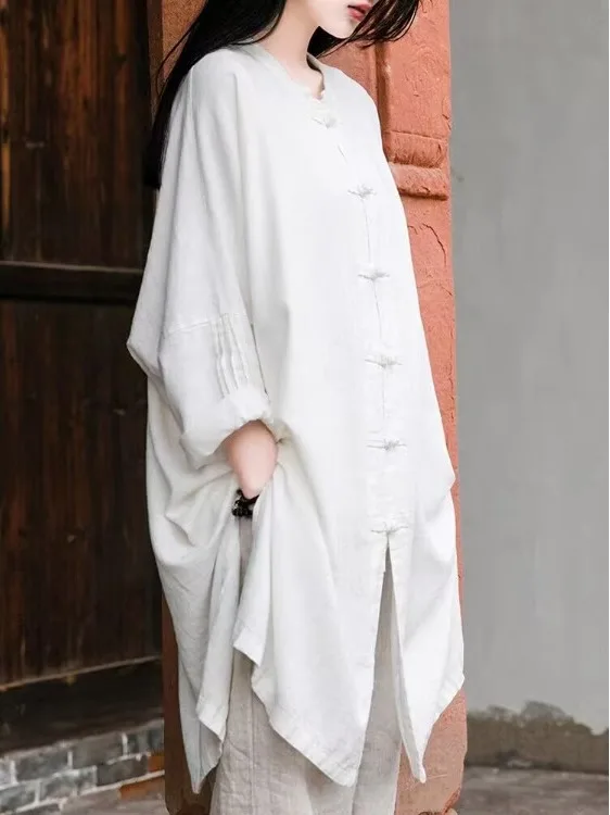 Retro Loose Long Sve Tai Chi irt Cotton Linen Women's Large Size round Ne Open Cardigan Casual Sle Pear Body pe
Retro Loose Long Sve Tai Chi irt Cotton Linen Women's Large Size round Ne Open Cardigan Casual Sle Pear Body pe