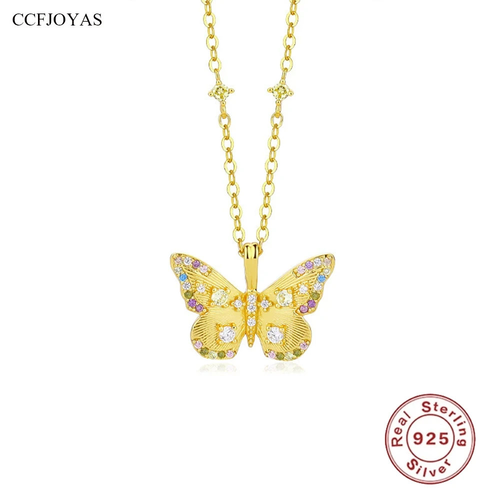 CCFJOYAS 100% 925 Sterling Silver Retro Colorful Zircon Butterfly Necklace for Women Elegant Dainty Pendant Jewelry Gift
CCFJOYAS 100% 925 Sterling Silver Retro Colorful Zircon Butterfly Necklace for Women Elegant Dainty Pendant Jewelry Gift