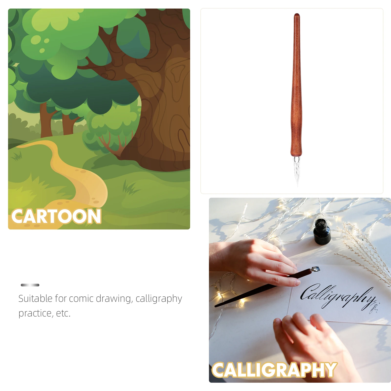 1pc Glass Dip Pen Durable Calligraphy Pen Wood Handle Smooth Ink Flow Writing Decoration Stationery Art Supplies School
1pc Glass Dip Pen Durable Calligraphy Pen Wood Handle Smooth Ink Flow Writing Decoration Stationery Art Supplies School