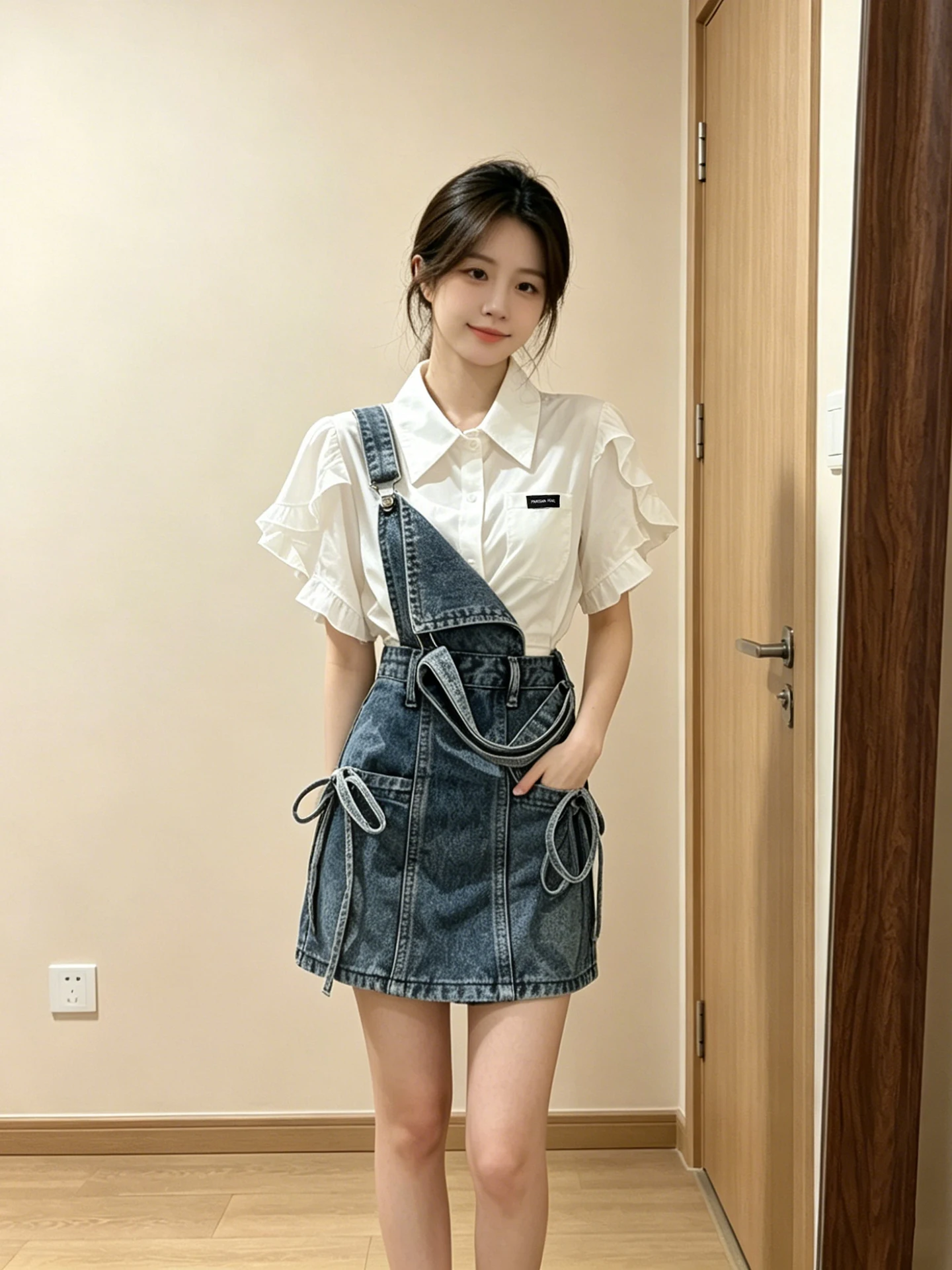 Korean College Style Women's Set Short Sleeve Shirt Denim Overalls Summer High Waist Short Skirt Fashionable And Stylish
Korean College Style Women's Set Short Sleeve Shirt Denim Overalls Summer High Waist Short Skirt Fashionable And Stylish