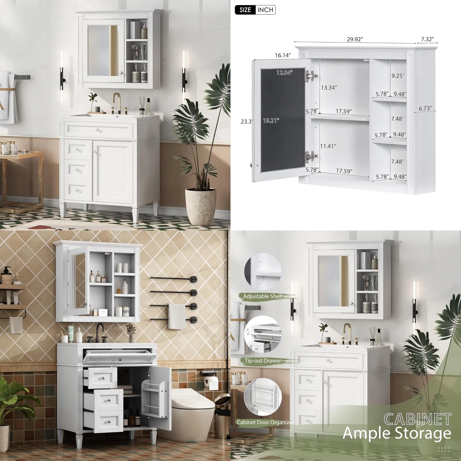 30in Bathroom Vanity & Medicine Cabinet Combo Modern Solid Wood Frame Painted Finish, Customized
30in Bathroom Vanity & Medicine Cabinet Combo Modern Solid Wood Frame Painted Finish, Customized