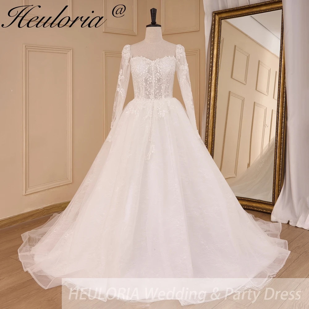 HEULORIA Elegant lace beading Wedding Dress long sleeve sweetheart long train Wedding Bridal dress
HEULORIA Elegant lace beading Wedding Dress long sleeve sweetheart long train Wedding Bridal dress