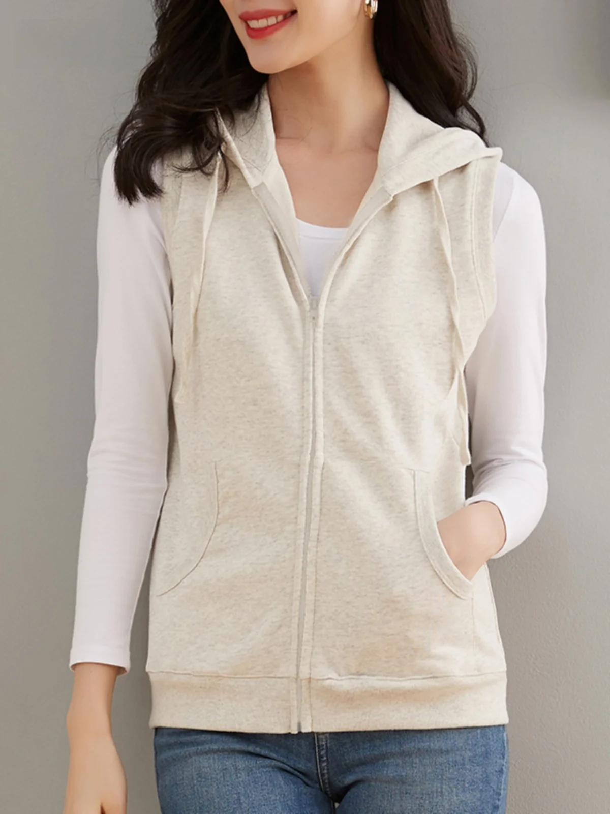 Women's Pure Cotton Zipper Vest Spring Autumn New Sle Casual Thin Jaet Hooded Spor Outerwear D.Eye Brand ort Length
Women's Pure Cotton Zipper Vest Spring Autumn New Sle Casual Thin Jaet Hooded Spor Outerwear D.Eye Brand ort Length