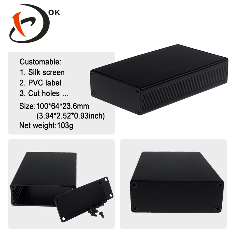 100*64*23.6mm 5Pcs/lot Black Color Aluminium Cases Diy Aluminium Project Box
100*64*23.6mm 5Pcs/lot Black Color Aluminium Cases Diy Aluminium Project Box