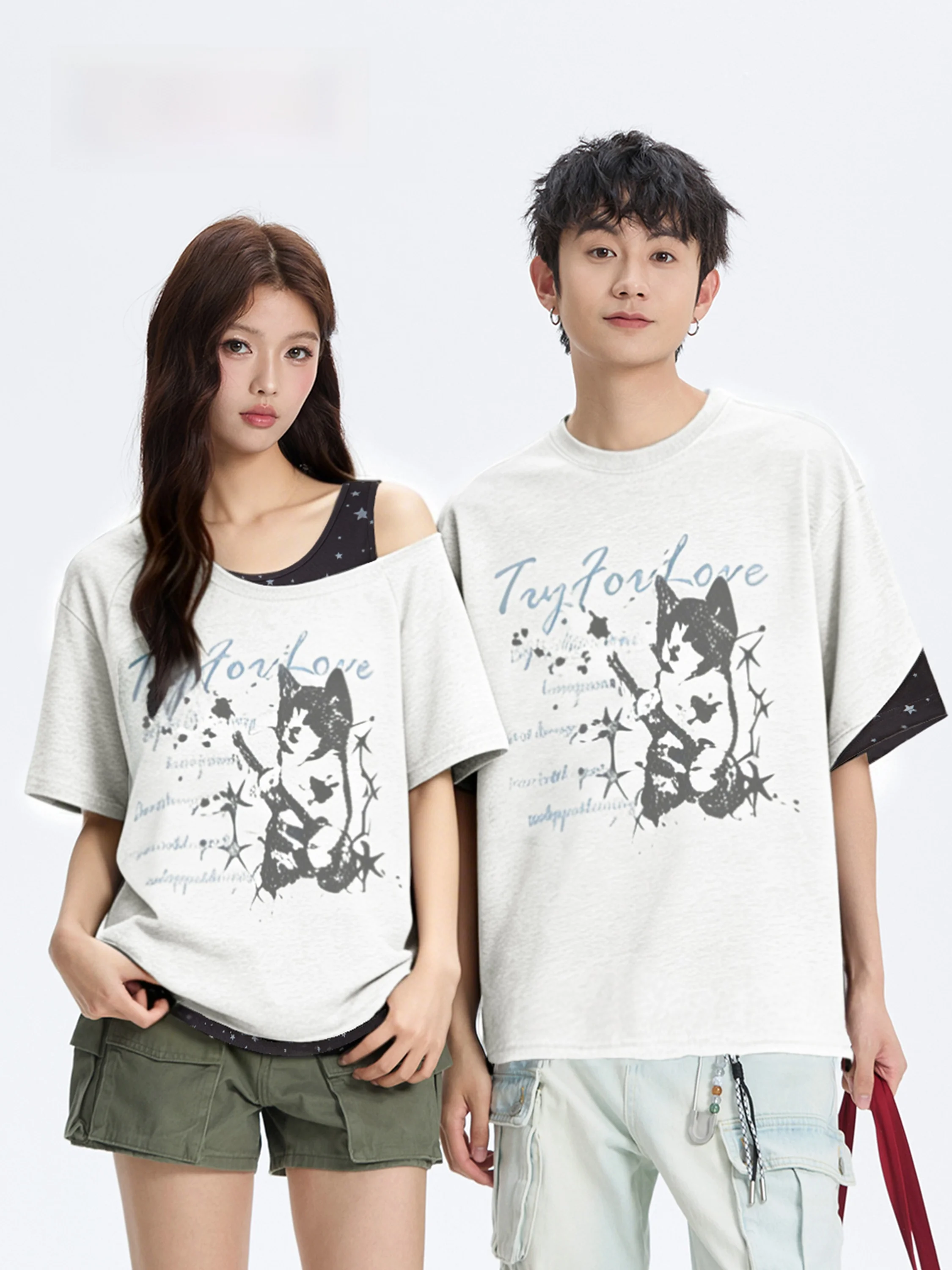Couple's Casual Style Short Sleeve T-Shirt Color Block Shoulder Design Men's Loose Fit Women's Slimming Summer New Arrival
Couple's Casual Style Short Sleeve T-Shirt Color Block Shoulder Design Men's Loose Fit Women's Slimming Summer New Arrival