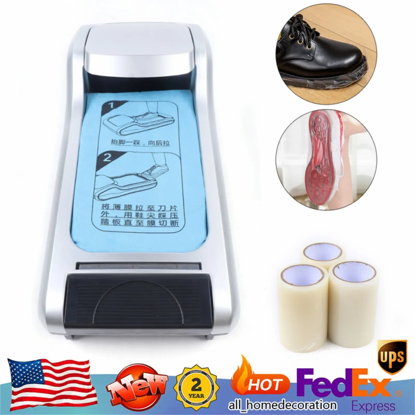 Automatic Shoes Cover Machine, for Indoors Shoe Covers W/ 3 Rolls of Shoe Film for Home, Office, Supermarket, Hospital
Automatic Shoes Cover Machine, for Indoors Shoe Covers W/ 3 Rolls of Shoe Film for Home, Office, Supermarket, Hospital