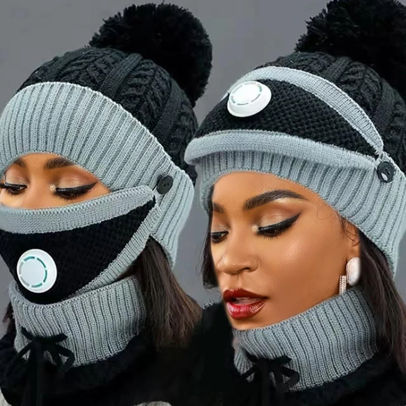 Cycling Caps Winter Women 3 Piece Warm Wool Beanies Hats With Mask Collar Bib Female Velvet Thick Anti- Knit Caps For Cute Lady
Cycling Caps Winter Women 3 Piece Warm Wool Beanies Hats With Mask Collar Bib Female Velvet Thick Anti- Knit Caps For Cute Lady