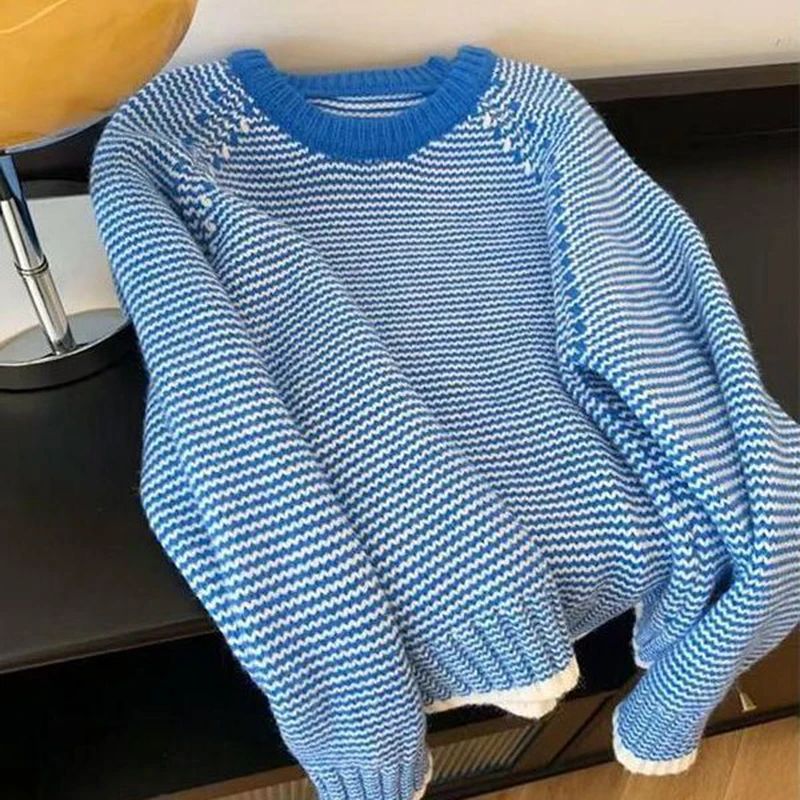 Autumn Winter New Loose Thickened Color Blocking Base Sweater Tops Women's Stripe Soft Round Neck Fashion Knitting Sweater
Autumn Winter New Loose Thickened Color Blocking Base Sweater Tops Women's Stripe Soft Round Neck Fashion Knitting Sweater