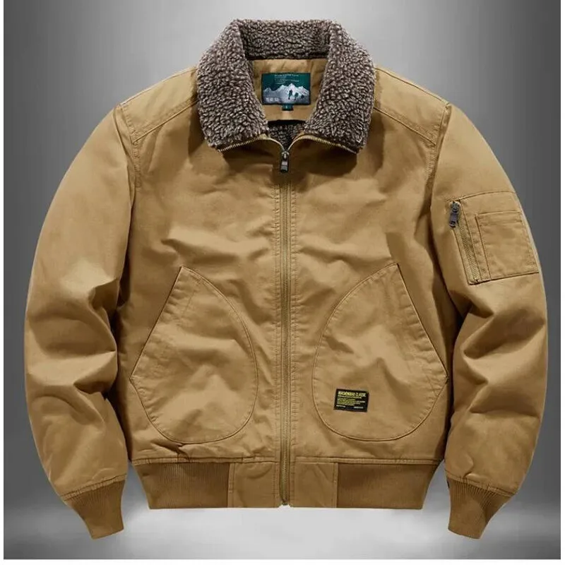 Thickened Warmth Men's Outerwear Fleece Lined Workwear Coat Large Size Autumn Winter Casual Loose Fit Jacket
Thickened Warmth Men's Outerwear Fleece Lined Workwear Coat Large Size Autumn Winter Casual Loose Fit Jacket