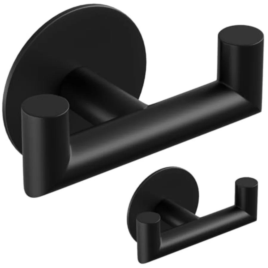 2 Pack Bathroom Hooks for Towels - Self Adhesive Double Hooks for Wall, No Drilling, Matte Finish, Strong Hold for Robes, Coats
2 Pack Bathroom Hooks for Towels - Self Adhesive Double Hooks for Wall, No Drilling, Matte Finish, Strong Hold for Robes, Coats