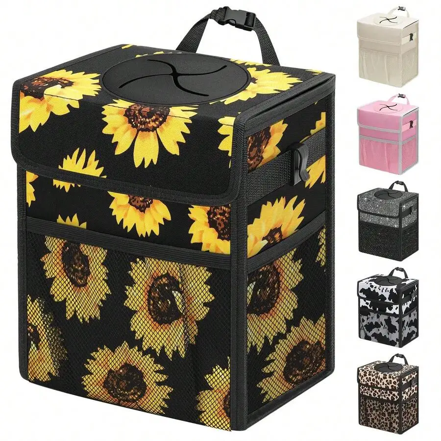 Car Trash Can With Lid Leakproof Hanging Waterproof Automotive Garbage Bin With Storage Pockets
Car Trash Can With Lid Leakproof Hanging Waterproof Automotive Garbage Bin With Storage Pockets