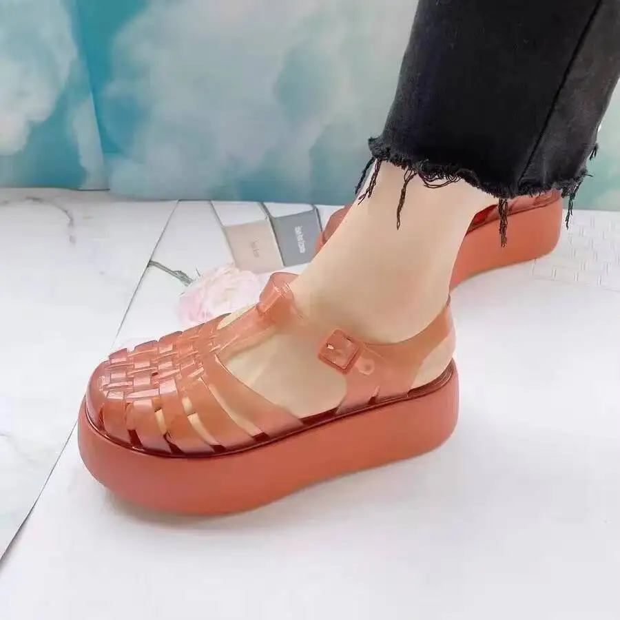 Fashion PVC Thick-Heeled Women's With Hollowed-Out Breathable Platform Jelly Falt Soles Sandals Ladies Shoes
Fashion PVC Thick-Heeled Women's With Hollowed-Out Breathable Platform Jelly Falt Soles Sandals Ladies Shoes