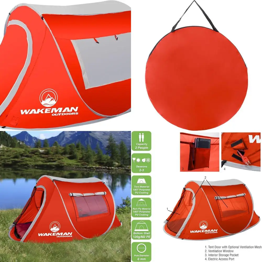 2-Person Water-Resistant Barrel Tent with Rainfly and Carry Bag - Sunchaser Camping Tent (Red)
2-Person Water-Resistant Barrel Tent with Rainfly and Carry Bag - Sunchaser Camping Tent (Red)