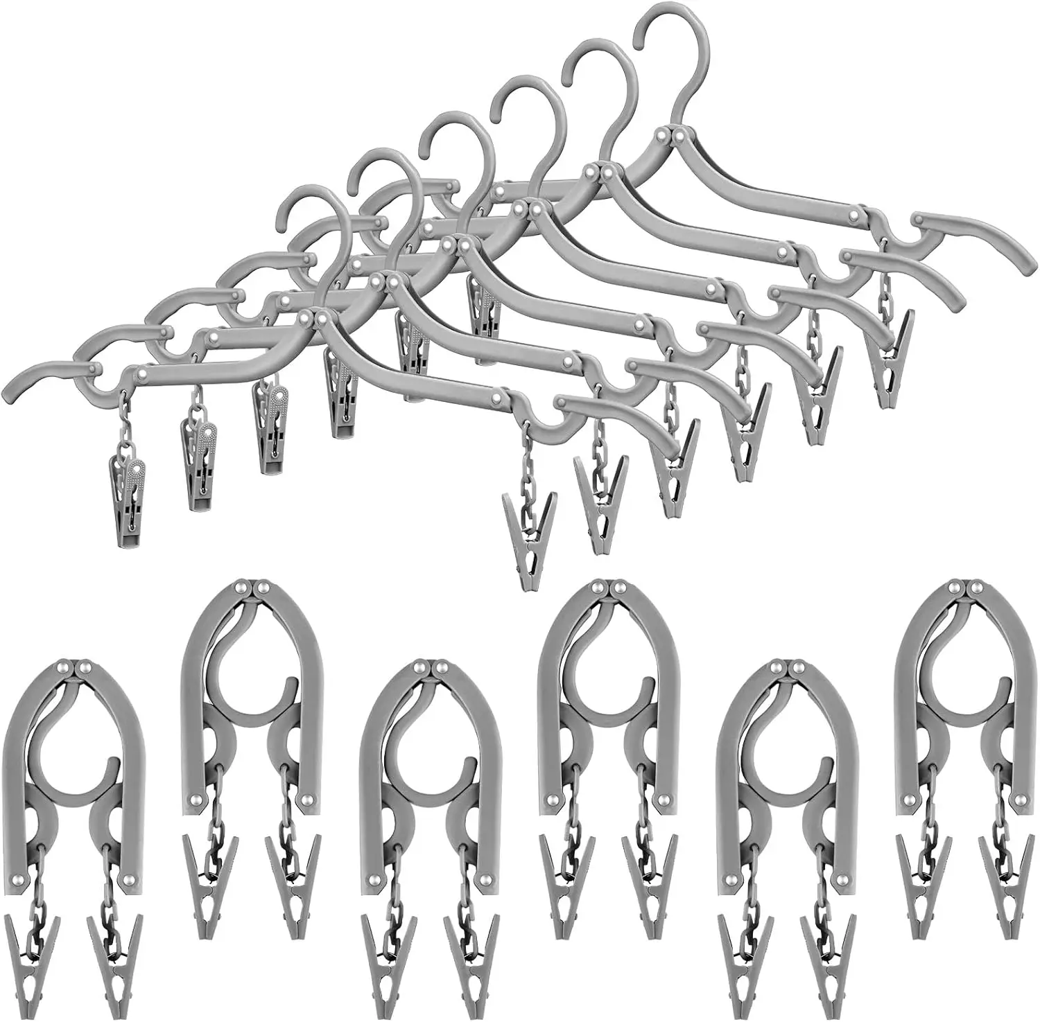 12 Pack Folding Travel Hangers with Clips, Portable Collapsible Clothes Hanger Drying Rack for Travel, Gray
12 Pack Folding Travel Hangers with Clips, Portable Collapsible Clothes Hanger Drying Rack for Travel, Gray