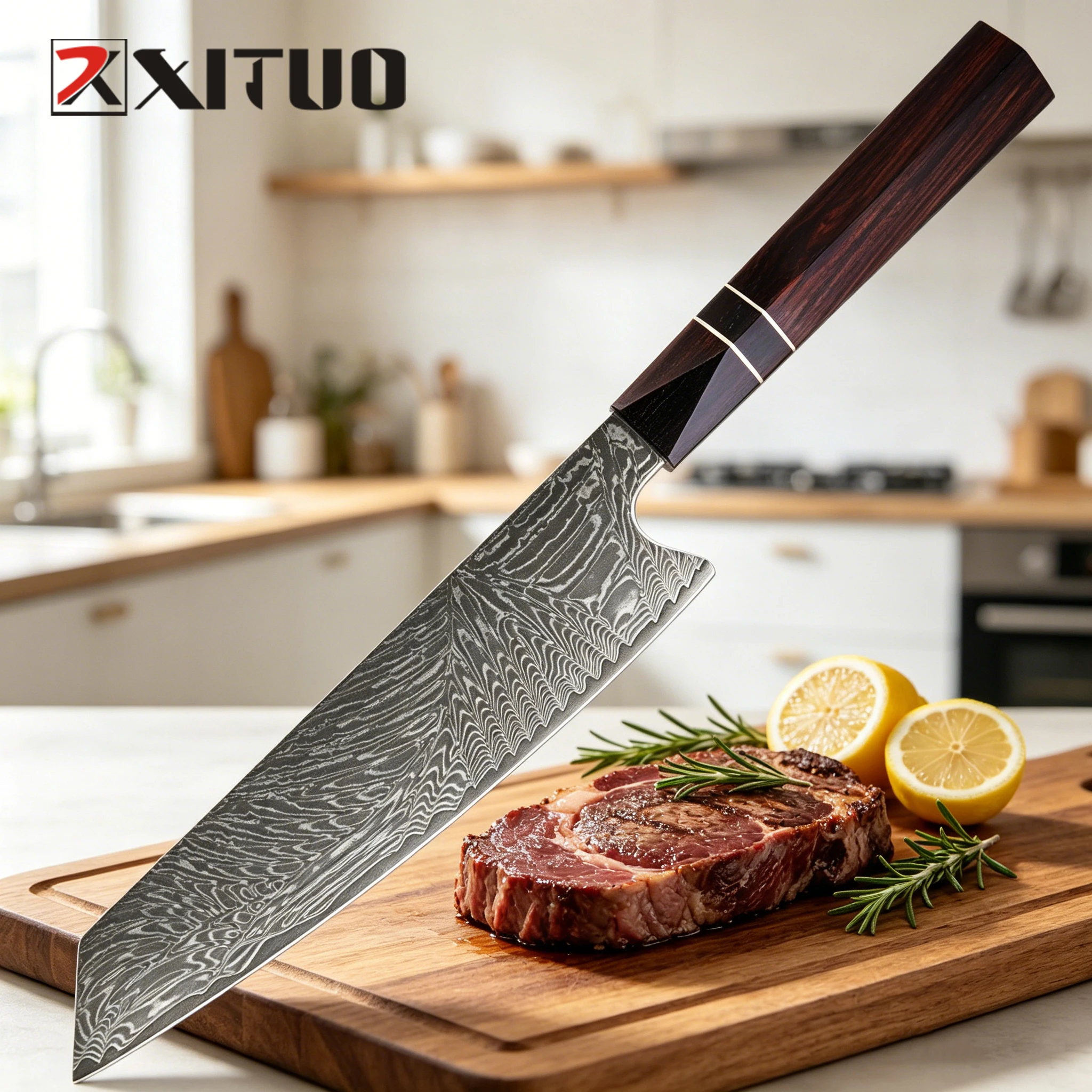 XITUO 8 Inch Japanese Kiritsuke Knife, Kitchen Chef Knife Damascus Steel Sharp Chef's Cooking Knife for Ebony Hexagonal Handle
XITUO 8 Inch Japanese Kiritsuke Knife, Kitchen Chef Knife Damascus Steel Sharp Chef's Cooking Knife for Ebony Hexagonal Handle