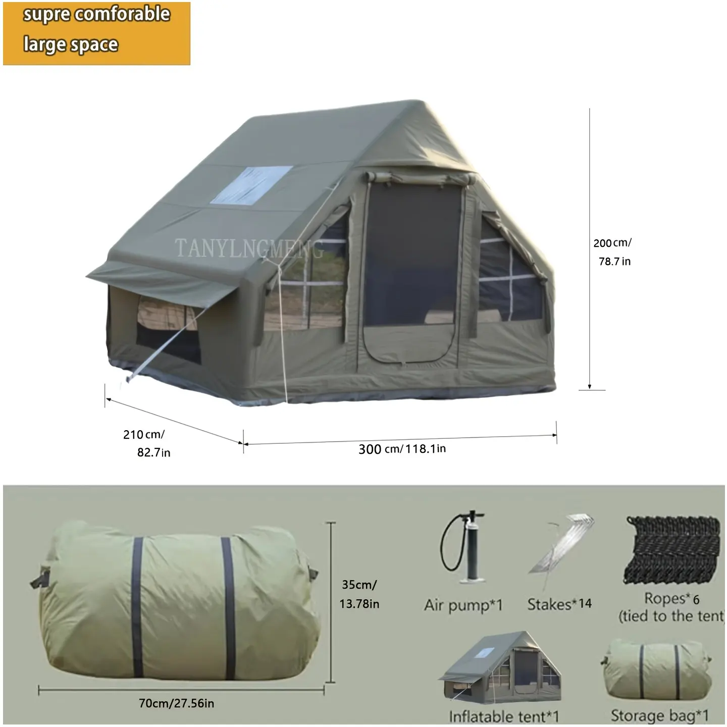 4-Person Green Inflatable Camping Tent – Quick-Setup Portable Design for Outdoor Leisure, Picnics & BBQs | Double Doors + Mesh Windows for Ventilation & Comfort | Lightweight Foldable Tent with Stable Air Structure | Easy Carry Bag Included | Ideal for Ad
4-Person Green Inflatable Camping Tent – Quick-Setup Portable Design for Outdoor Leisure, Picnics & BBQs | Double Doors + Mesh Windows for Ventilation & Comfort | Lightweight Foldable Tent with Stable Air Structure | Easy Carry Bag Included | Ideal for Ad