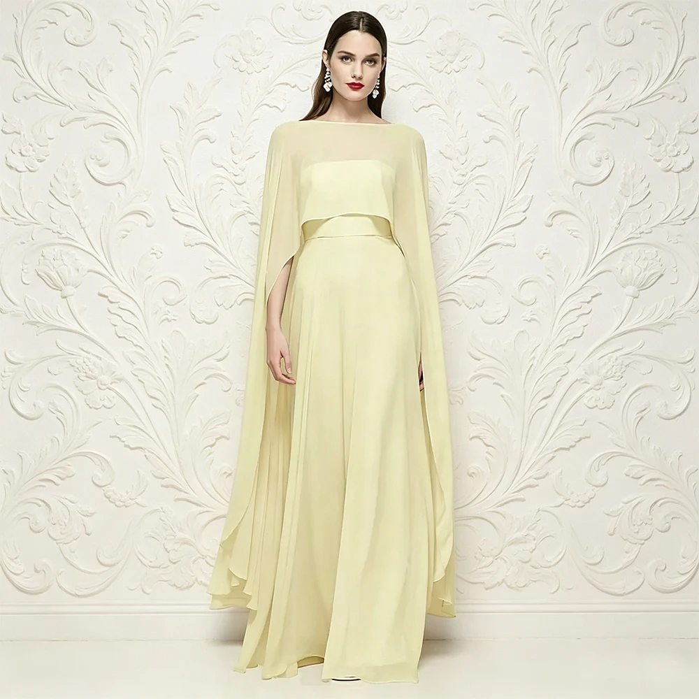 Yolanda Women's Wedding Party Attire High-low Sheer Chiffon Cape Wedding Guest Dresses Two-piece 2026 Evening Gowns Customized
Yolanda Women's Wedding Party Attire High-low Sheer Chiffon Cape Wedding Guest Dresses Two-piece 2026 Evening Gowns Customized