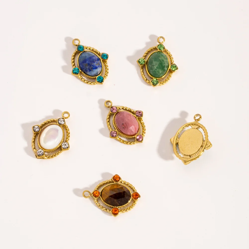2Pcs Stainless Steel Multicolour Retro Oval Zircon Natural Stone Charms Pendant Fine Polishing DIY Jewelry Accessories
2Pcs Stainless Steel Multicolour Retro Oval Zircon Natural Stone Charms Pendant Fine Polishing DIY Jewelry Accessories