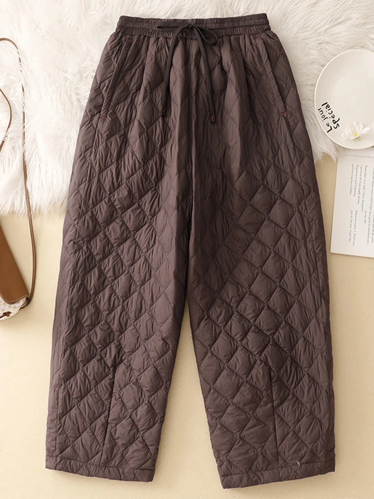 Lightweight diamond grid down cotton pants women's winter drawstring and elastic waistband warm casual wide leg pants
Lightweight diamond grid down cotton pants women's winter drawstring and elastic waistband warm casual wide leg pants