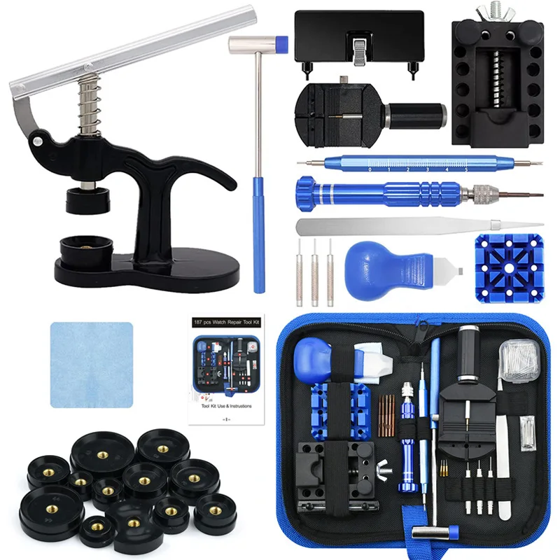 178 pieces of watch repair kit with press machine for disassembly, maintenance, repair and battery replacement
178 pieces of watch repair kit with press machine for disassembly, maintenance, repair and battery replacement