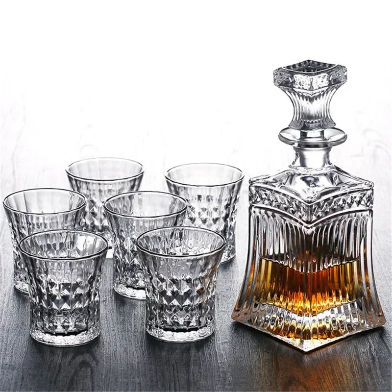 5 Pcs Crafted Glass Decanter Whisky Glass Set with Ornate Stopper 4 Exquisite Vodka Cocktail Glass Cup Bottle for Bar Home Party
5 Pcs Crafted Glass Decanter Whisky Glass Set with Ornate Stopper 4 Exquisite Vodka Cocktail Glass Cup Bottle for Bar Home Party