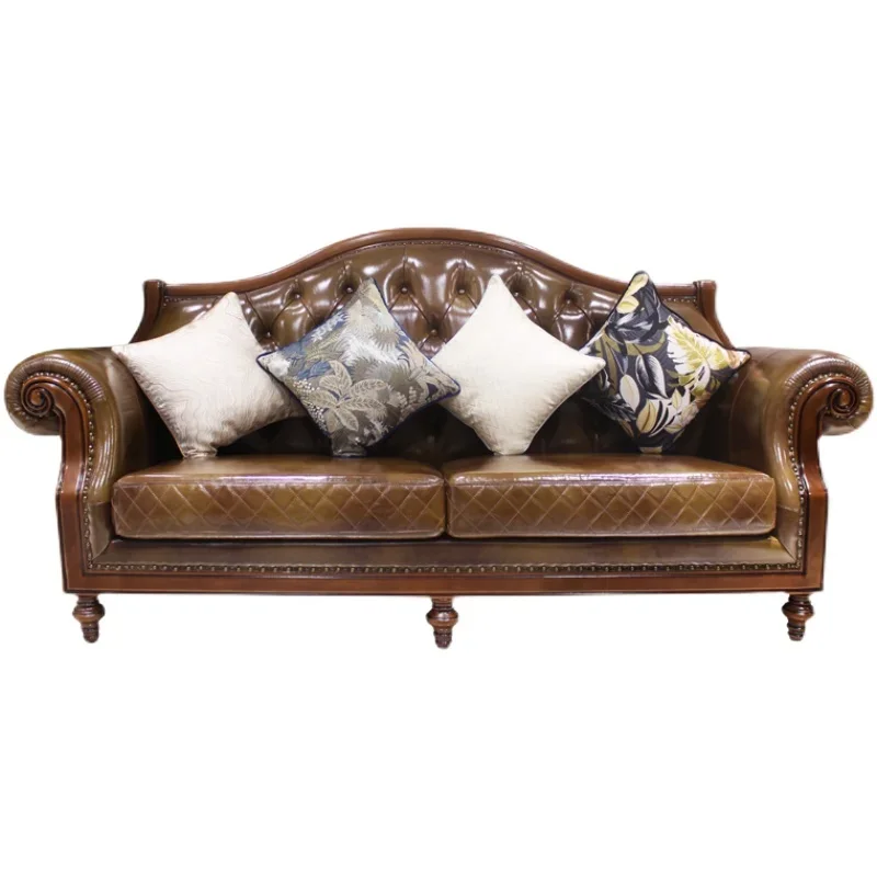 Sofa First Layer Cowhide Retro Living Room Furniture Combination Three-Seat Leather Sofa
Sofa First Layer Cowhide Retro Living Room Furniture Combination Three-Seat Leather Sofa