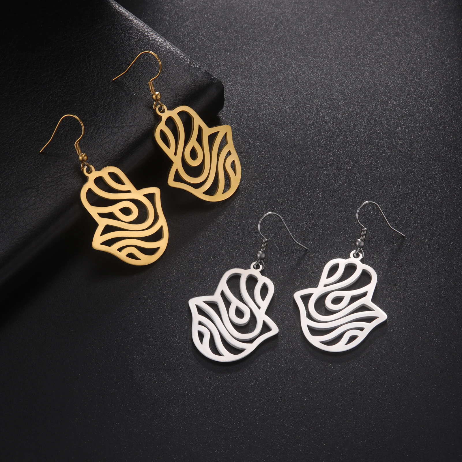 Lemegeton Exquisite Hamsa Hand of Fatima Hollow Drop Earrings Women Star of David Earring Bohemia Trendy Stainless Steel Jewelry
Lemegeton Exquisite Hamsa Hand of Fatima Hollow Drop Earrings Women Star of David Earring Bohemia Trendy Stainless Steel Jewelry