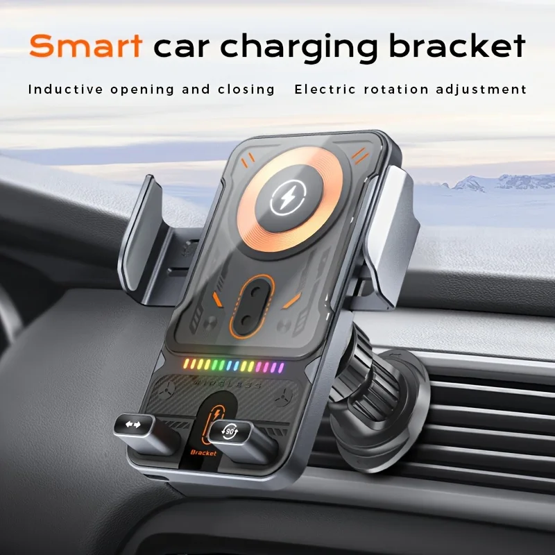 Car Mobile Phone Holder, Electric Induction Opening And Closing, Electric Horizontal And Vertical Screen Rotation Adjustment, 15W Wireless Charging, Fixed Air Outlet Holder, Suitable For Apple/Android Phones
Car Mobile Phone Holder, Electric Induction Opening And Closing, Electric Horizontal And Vertical Screen Rotation Adjustment, 15W Wireless Charging, Fixed Air Outlet Holder, Suitable For Apple/Android Phones