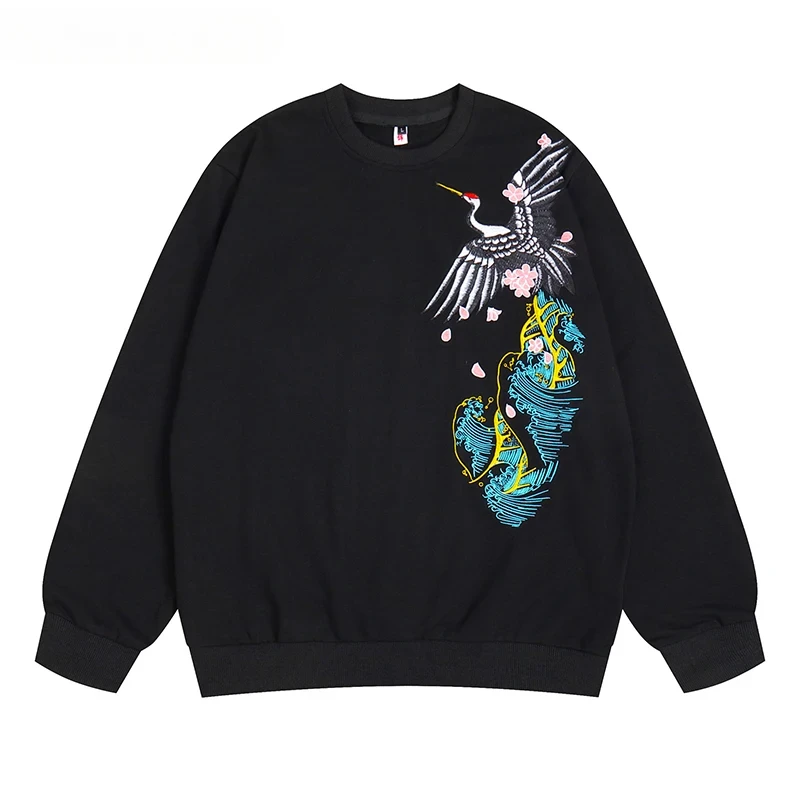Harajuku Japanese Style Sweat Shirt Men Streetwear Hip Hop Crane Embroidery Black Sweatshirt Pullover Men Clothing
Harajuku Japanese Style Sweat Shirt Men Streetwear Hip Hop Crane Embroidery Black Sweatshirt Pullover Men Clothing