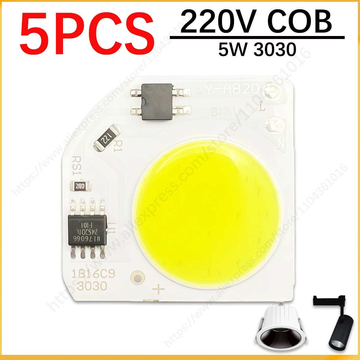 5-100pcs 30*30mm AC220V LED downlight source Chip 5W COB Bead Warm white 6000K aluminum PCB plate COB diy indoor bulb spotlight
5-100pcs 30*30mm AC220V LED downlight source Chip 5W COB Bead Warm white 6000K aluminum PCB plate COB diy indoor bulb spotlight