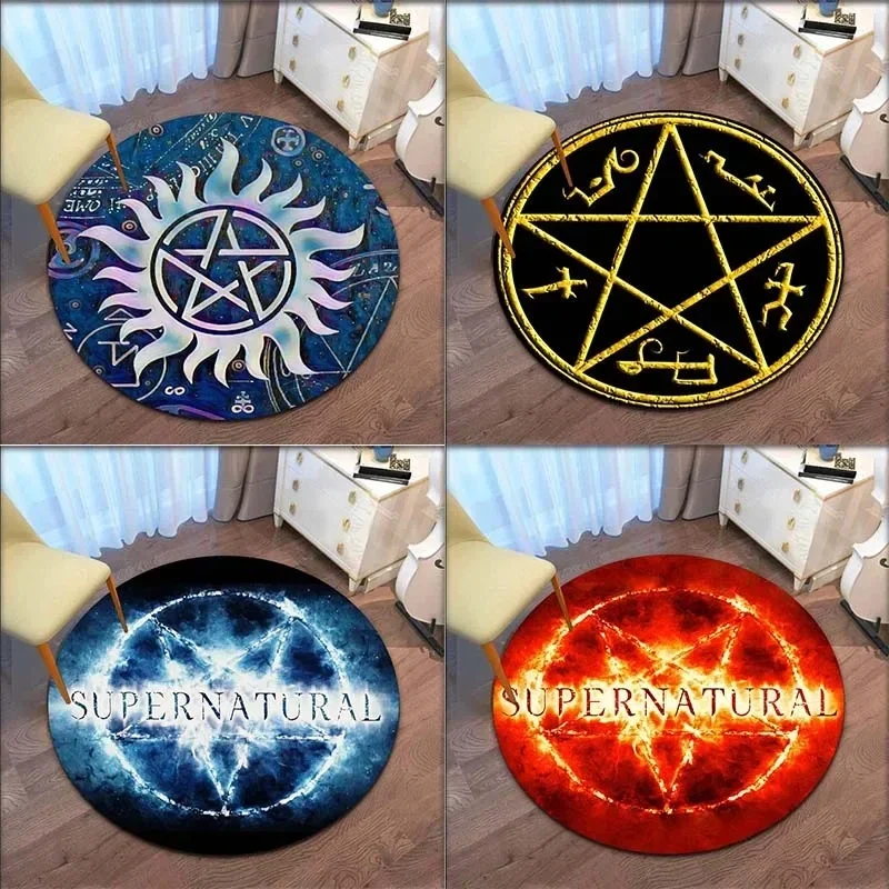 Supernatural Pentagram Symbol Carpet Area Carpet Circular Living Room Floor Mat Flannel Bedroom Non-slip Home Decoration Rugs
Supernatural Pentagram Symbol Carpet Area Carpet Circular Living Room Floor Mat Flannel Bedroom Non-slip Home Decoration Rugs