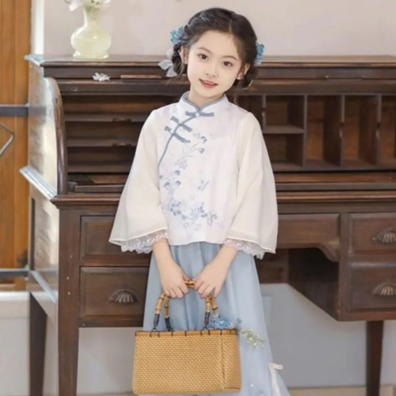 2026 New Girls' Ancient Hanfu Girls' Spring/Autumn Long Sleeve Tang Costume Set Children's Chinese Top Pants 2-piece Set LJ604
2026 New Girls' Ancient Hanfu Girls' Spring/Autumn Long Sleeve Tang Costume Set Children's Chinese Top Pants 2-piece Set LJ604