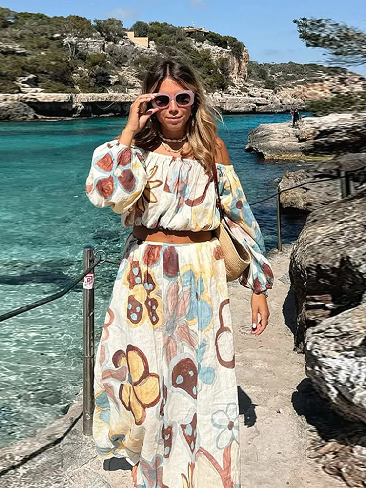 Off Shoulder Printed Top Half Skirt Women 2PCS Set Lantern Sleeve Pleated Crop Fluffy Blouse Pullover High Waisted Long Skirts
Off Shoulder Printed Top Half Skirt Women 2PCS Set Lantern Sleeve Pleated Crop Fluffy Blouse Pullover High Waisted Long Skirts