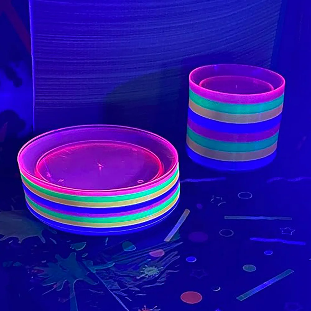 12pcs 7.5inch Plastic Neon Plates Neon Birthday Decorations Glow in the Dark Party Supplies Blacklight Theme Party Cake Plates 
12pcs 7.5inch Plastic Neon Plates Neon Birthday Decorations Glow in the Dark Party Supplies Blacklight Theme Party Cake Plates