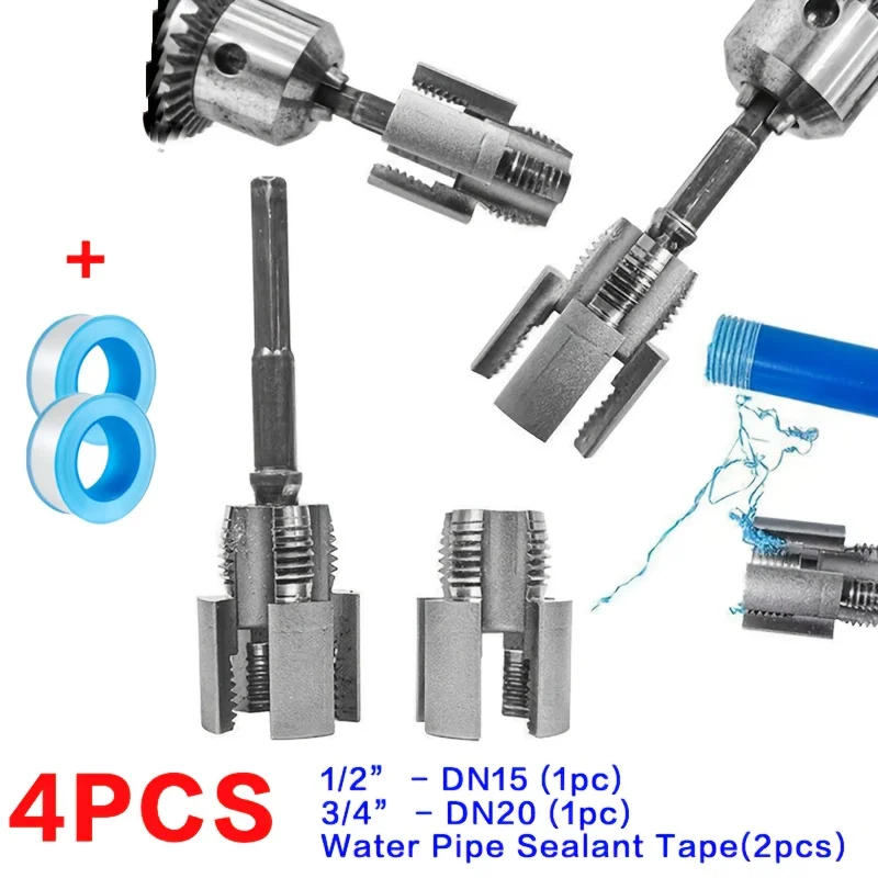 4pcs PPR Pipe Threading Tool + Water Pipe Sealant Tape, Internal & External Threads for PVC and PPR Pipes
4pcs PPR Pipe Threading Tool + Water Pipe Sealant Tape, Internal & External Threads for PVC and PPR Pipes
