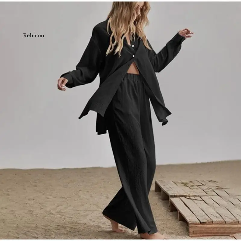 2 Piece Suit Women's 2022 Fall/Winter Cotton Linen Shirt Suit Casual Loose Long Sleeve Pants Suit Fashion Solid Color Lapel Suit
2 Piece Suit Women's 2022 Fall/Winter Cotton Linen Shirt Suit Casual Loose Long Sleeve Pants Suit Fashion Solid Color Lapel Suit