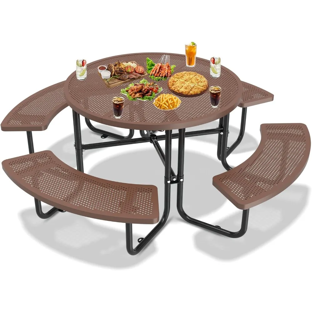 46" Round Heavy Duty Picnic Tables for Outdoors Picnic Table with Umbrella Hole up to 1.78", All Metal Commercial Picnic Table w
46" Round Heavy Duty Picnic Tables for Outdoors Picnic Table with Umbrella Hole up to 1.78", All Metal Commercial Picnic Table w