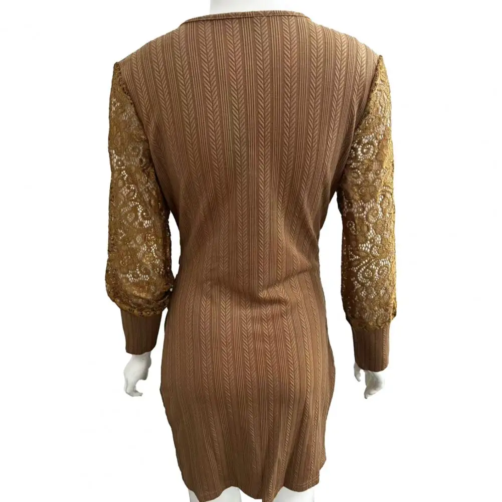 Short Dress Elegant Lace Sleeve Sheath Dress for Women Slim Fit Formal Party Mini Dress with Irregular Hem V Neck for Fall
Short Dress Elegant Lace Sleeve Sheath Dress for Women Slim Fit Formal Party Mini Dress with Irregular Hem V Neck for Fall