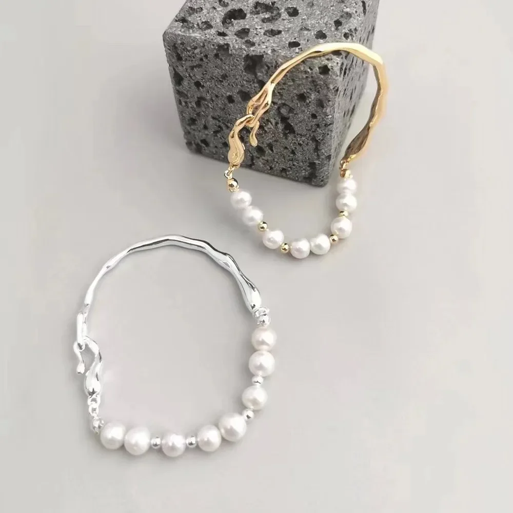 DIY Pearl Accessories S925 Pure Silver Bracelet Empty Bracelet with Fashion Gold Silver Bracelet and 7-10mm Round Bracelet S140
DIY Pearl Accessories S925 Pure Silver Bracelet Empty Bracelet with Fashion Gold Silver Bracelet and 7-10mm Round Bracelet S140