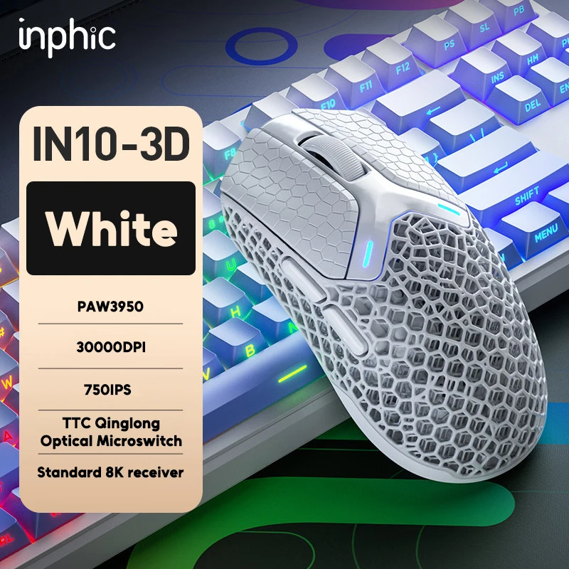 Inphic IN10 3D Wireless Gaming mouse 3D printed Hollow out shell PAW3950 8K Bluetooth 2.4g Wired Gaming Mouse 3D printed mouse
Inphic IN10 3D Wireless Gaming mouse 3D printed Hollow out shell PAW3950 8K Bluetooth 2.4g Wired Gaming Mouse 3D printed mouse