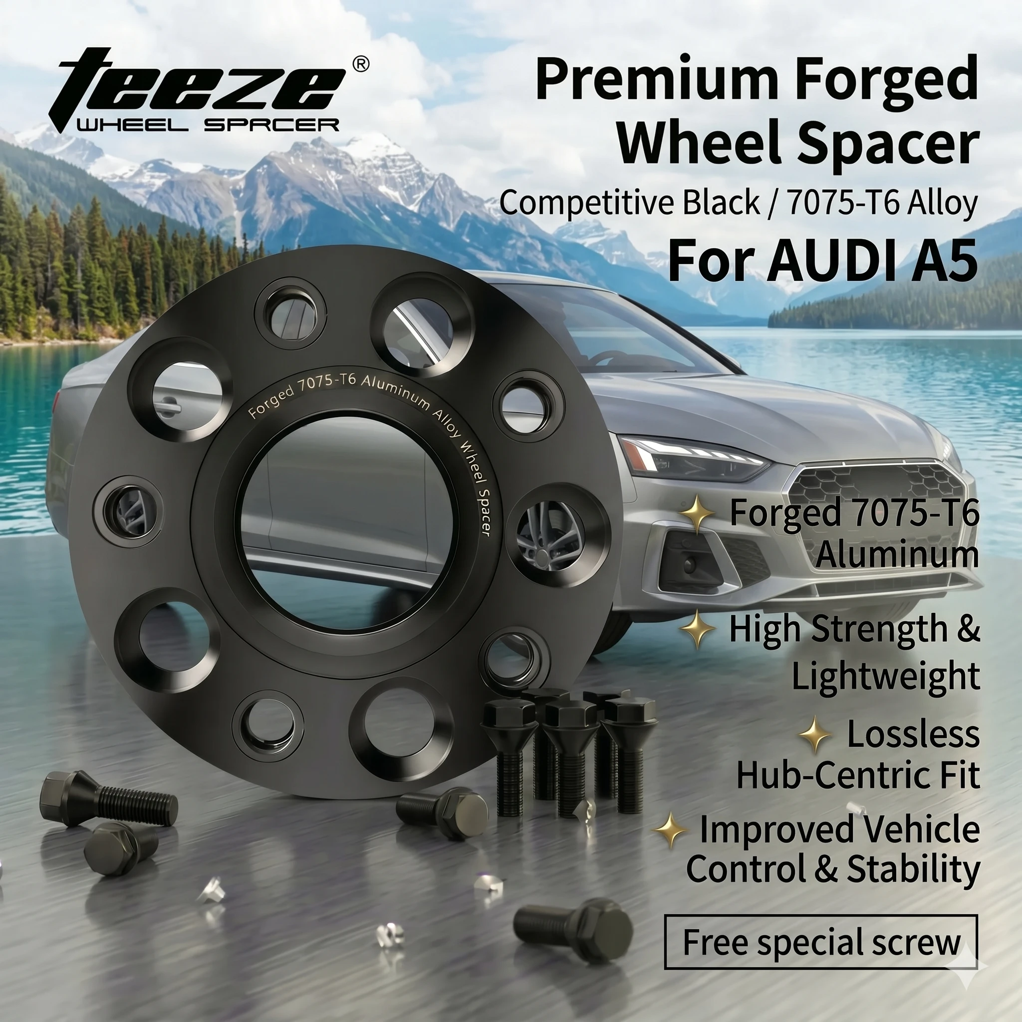 TEEZE Forged Aluminum Wheel Spacers 5x112 CB 66.5mm M14x1.5 Hubcentric Adapters For Audi A6 S6 RS6 C7 C8 2012-2026 1Pc
TEEZE Forged Aluminum Wheel Spacers 5x112 CB 66.5mm M14x1.5 Hubcentric Adapters For Audi A6 S6 RS6 C7 C8 2012-2026 1Pc