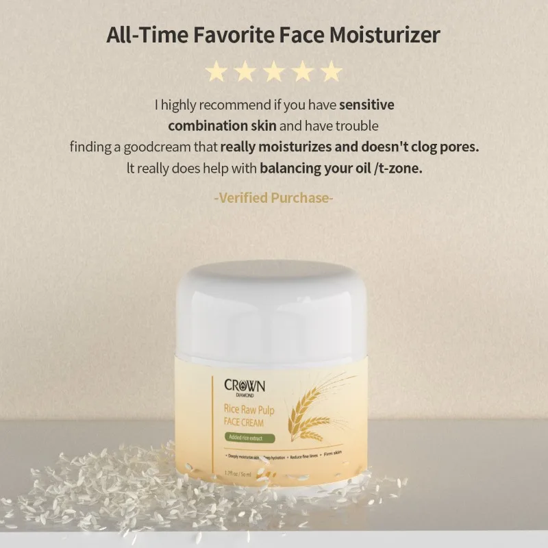 Crown Diamond Rice Ferment Cream Nourishing Repair Moisturizing Anti Aging Deep Hydration Does not contain irritants
Crown Diamond Rice Ferment Cream Nourishing Repair Moisturizing Anti Aging Deep Hydration Does not contain irritants